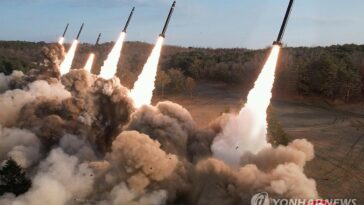 N. Korean leader oversees test-firing of new multiple rocket launcher shells