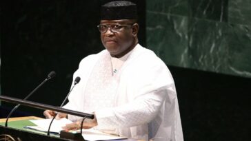 Sierra Leone's president, Julius Maada Bio. (Leonardo Munoz/AFP)