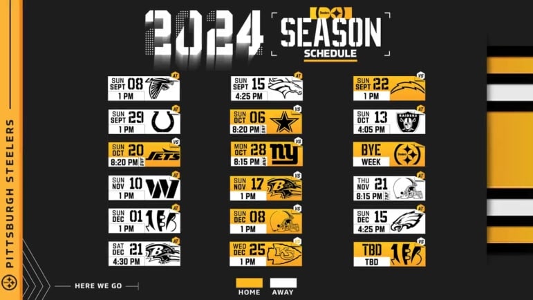 El calendario de los Steelers para 2024 