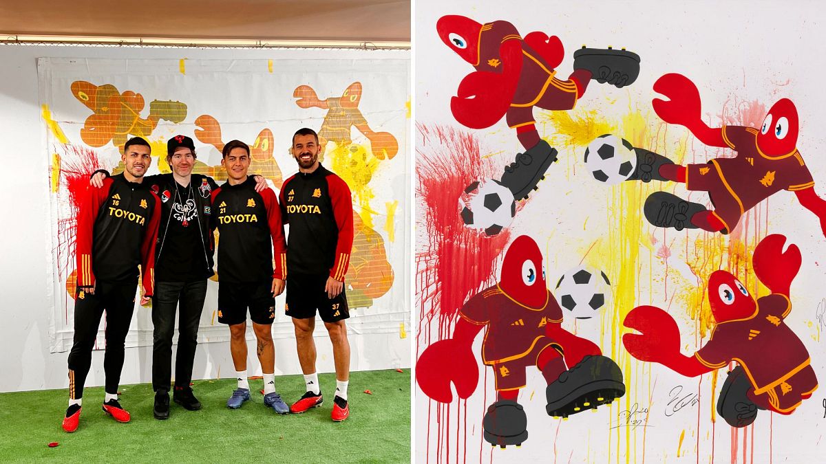 Philip Colbert se asocia con jugadores de la AS Roma para crear obras de arte benéficas
