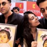 Ranbir Kapoor tiene una dulce reacción cuando le regalaron un retrato de Raha hecho por un fan.  Mirar