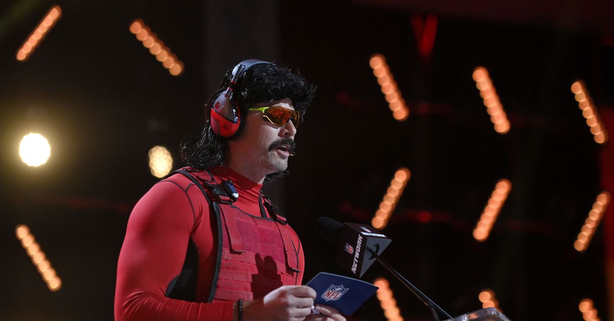 A photograph of Guy Beahm, also known as Dr Disrespect, at the 2022 NFL Draft