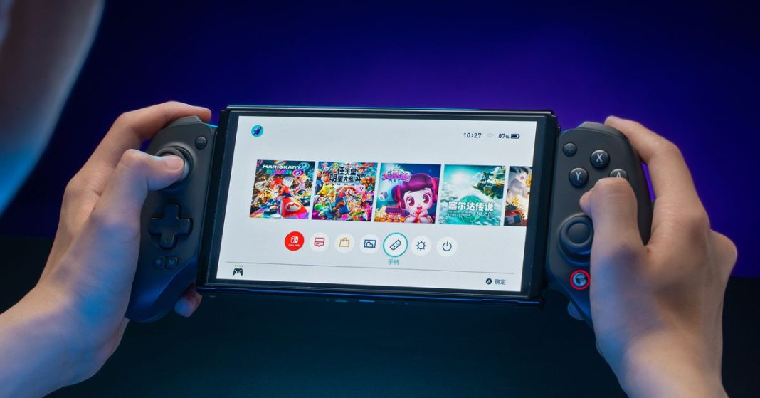 A Nintendo Switch being played with the GameSir G8 Plus Bluetooth Mobile Controller.