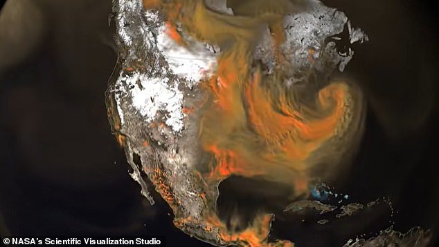 El video de la NASA muestra las concentraciones de dióxido de carbono a medida que el gas se movía a través de la atmósfera de la Tierra entre enero y marzo de 2020.