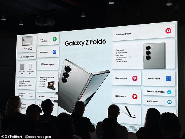 A pesar de que las especificaciones de hardware se han mantenido prácticamente sin cambios (el Fold6, por ejemplo, conserva su cámara trasera principal de 50 megapíxeles), los modelos iniciales del nuevo Galaxy Z Fold6 (arriba) vienen con un nuevo y elevado precio, 1.899 dólares, al igual que el nuevo Z Flip6 a 1.099 dólares.