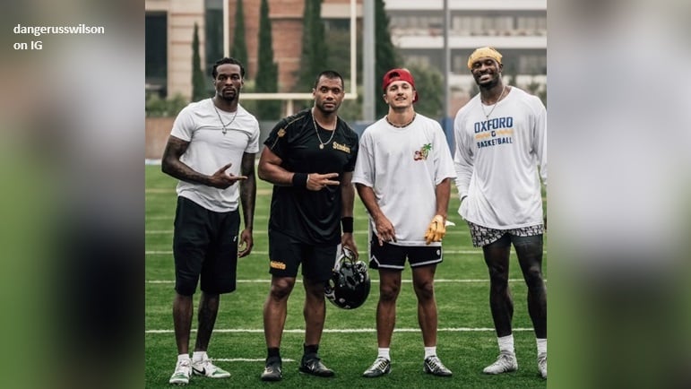 Russell Wilson se entrena con los WR de los Steelers y DK Metcalf antes del campamento de entrenamiento
