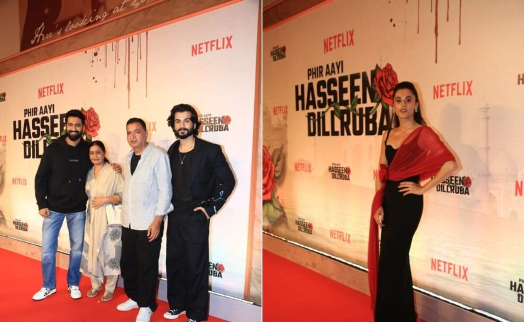 En <i>Phir Aayi Hasseen Dillruba</i> Proyección: Vicky Kaushal con su familia, Taapsee Pannu y otros
