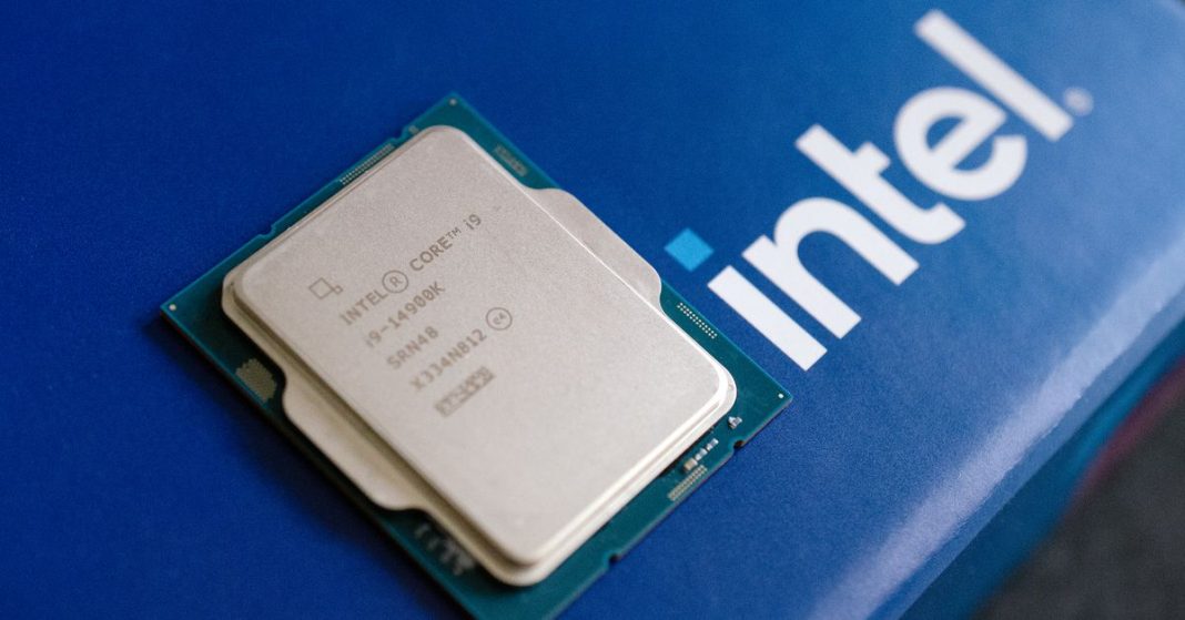 A 14th Gen Intel Core i9 processor on a blue Intel box