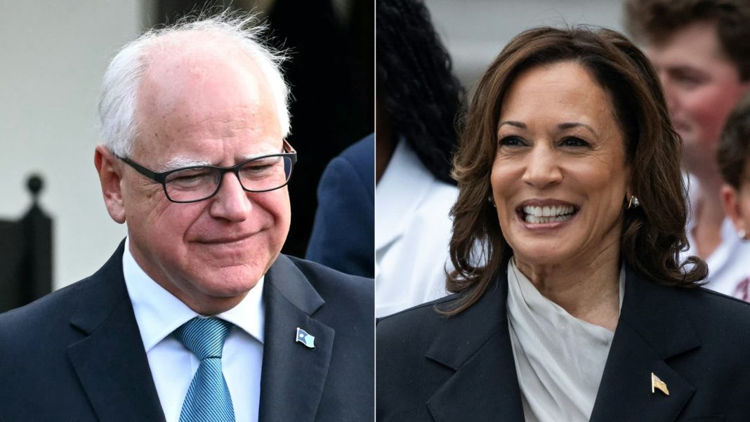 Las campañas de Trump y Harris compiten para definir al compañero de fórmula demócrata Tim Walz
