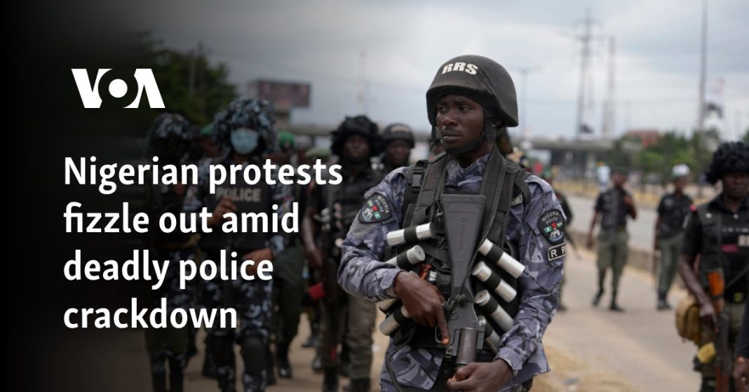 Las protestas en Nigeria se calman en medio de una represión policial mortal
