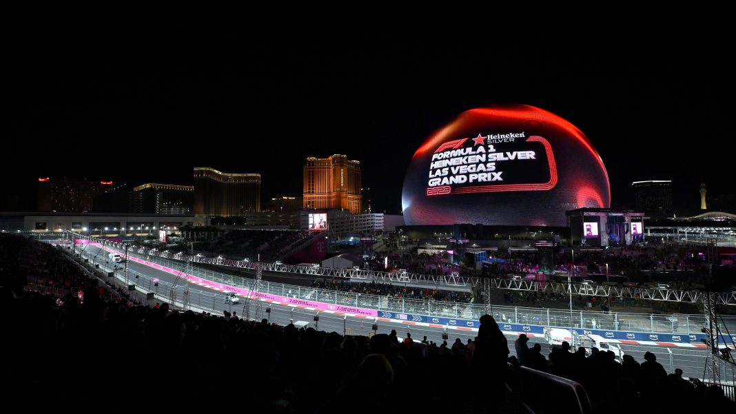 LAS VEGAS, NEVADA - NOVEMBER 17: Fans watch Major Lazer perform ahead of the F1 Grand Prix of Las