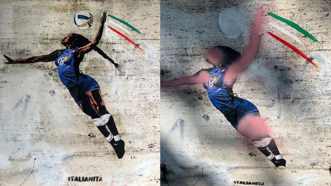 Vandalizan mural de Laika en Roma con la jugadora de voleibol Paola Egonu
