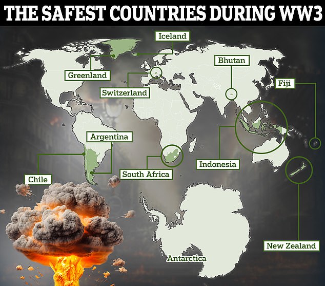 ¿Cuáles son los países más seguros de la Tierra si estalla la Tercera Guerra Mundial? Un mapa revela los lugares con más probabilidades de sobrevivir a las bombas israelíes que provocan temor a una guerra en Oriente Medio y la región en general
