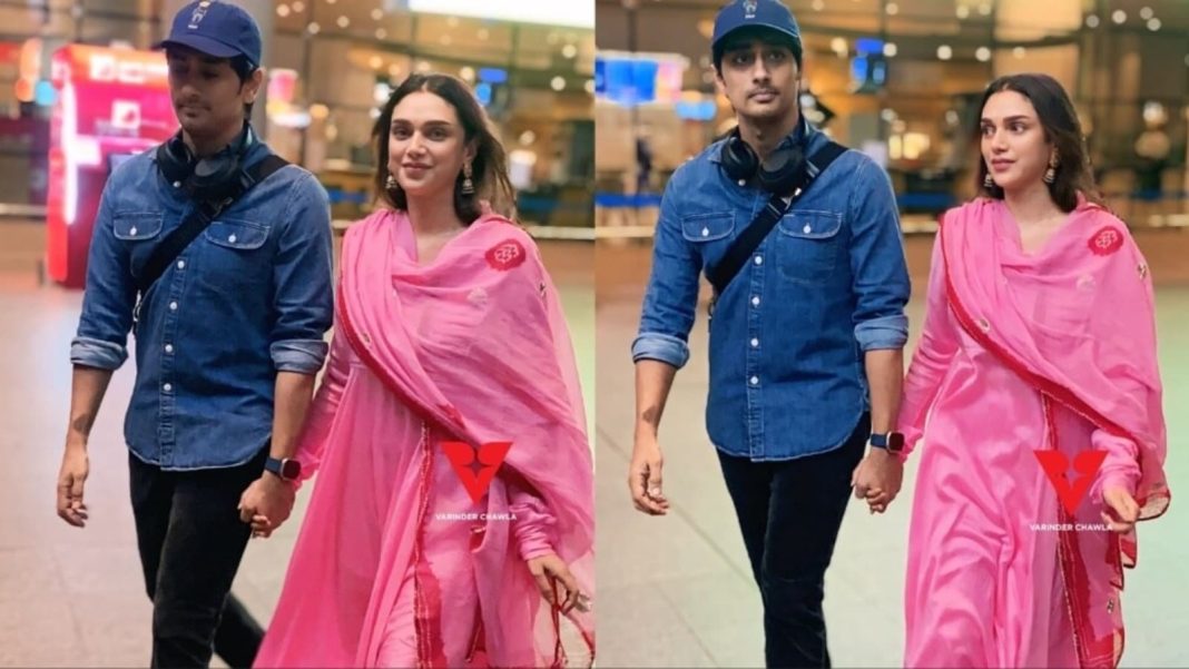 Aditi Rao Hydari y Siddharth hacen su primera aparición pública después de casarse, se toman de la mano en el aeropuerto de Mumbai.
