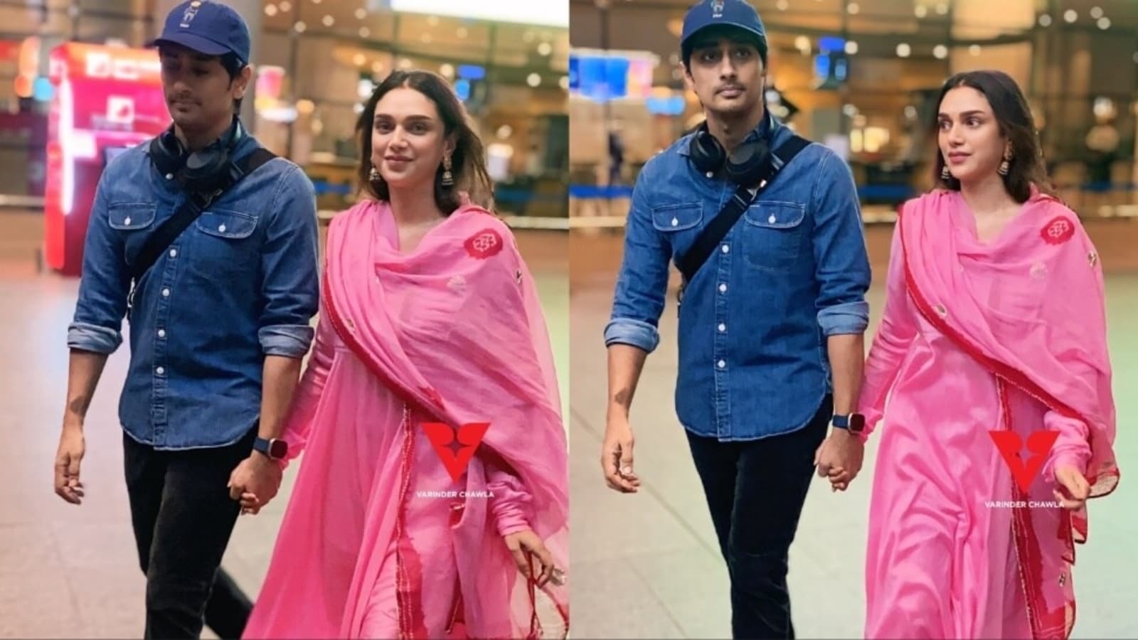 Aditi Rao Hydari y Siddharth hacen su primera aparición pública después de casarse, se toman de la mano en el aeropuerto de Mumbai.
