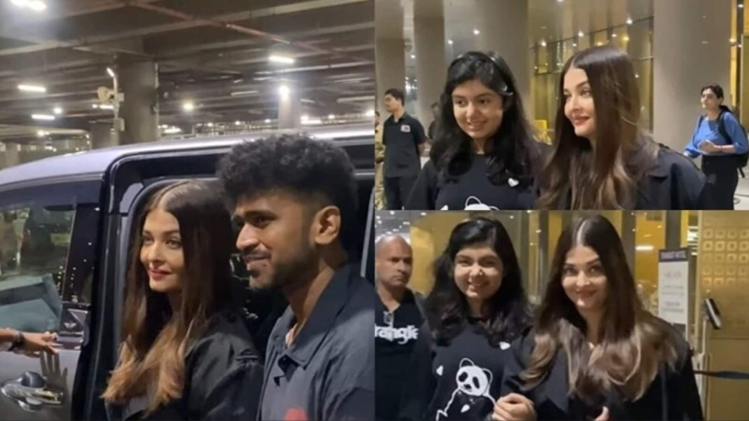 Aishwarya Rai regresa a Mumbai desde París con Aaradhya Bachchan y posa con paparazzi en el aeropuerto.
