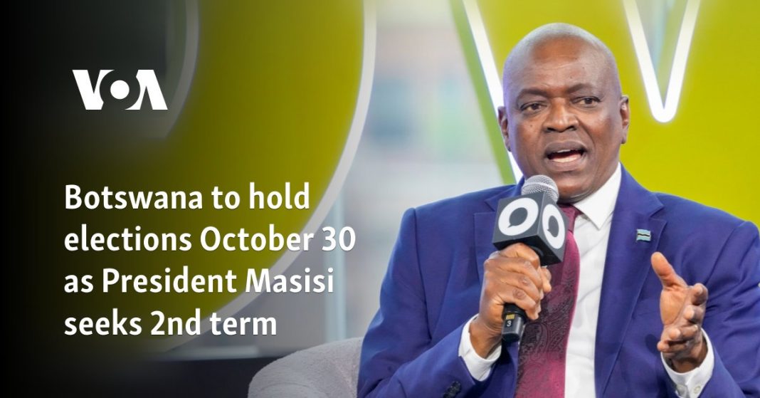 Botswana celebrará elecciones el 30 de octubre y el presidente Masisi buscará un segundo mandato
