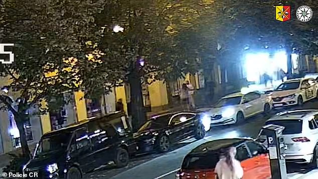 Las imágenes de CCTV parecen mostrar a un grupo de hombres hablando en la calle por la noche antes de que estalle una pelea repentina y breve.