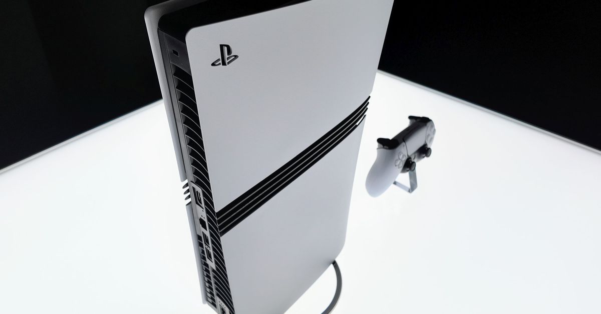 A PlayStation 5 Pro and controller.