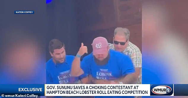 El gobernador republicano de New Hampshire, Chris Sununu, entró en acción el domingo cuando un hombre comenzó a ahogarse durante un concurso de comer rollitos de langosta.