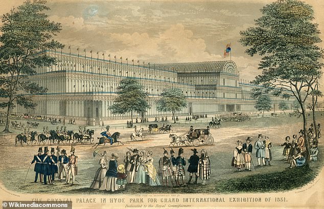 El Crystal Palace original era un enorme edificio de exposiciones construido en el Hyde Park de Londres entre 1850 y 1851 (representado en este dibujo).