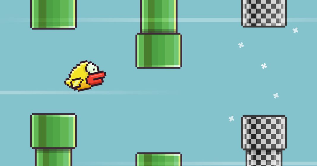 A screenshot from Flappy Bird