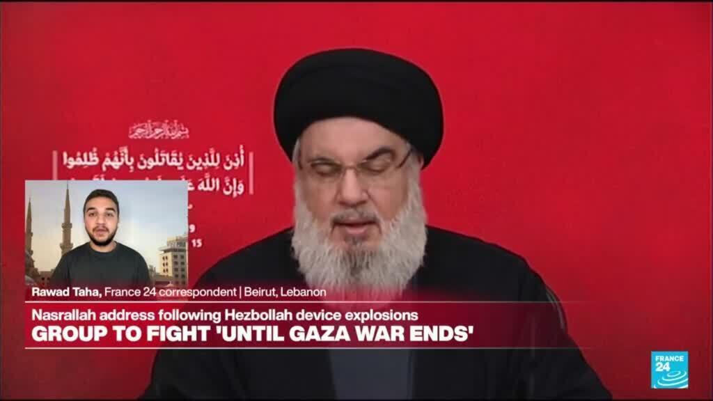 Israel “cruzó todas las líneas rojas”, dice Nasrallah de Hezbolá en su primer discurso tras los ataques con artefactos
