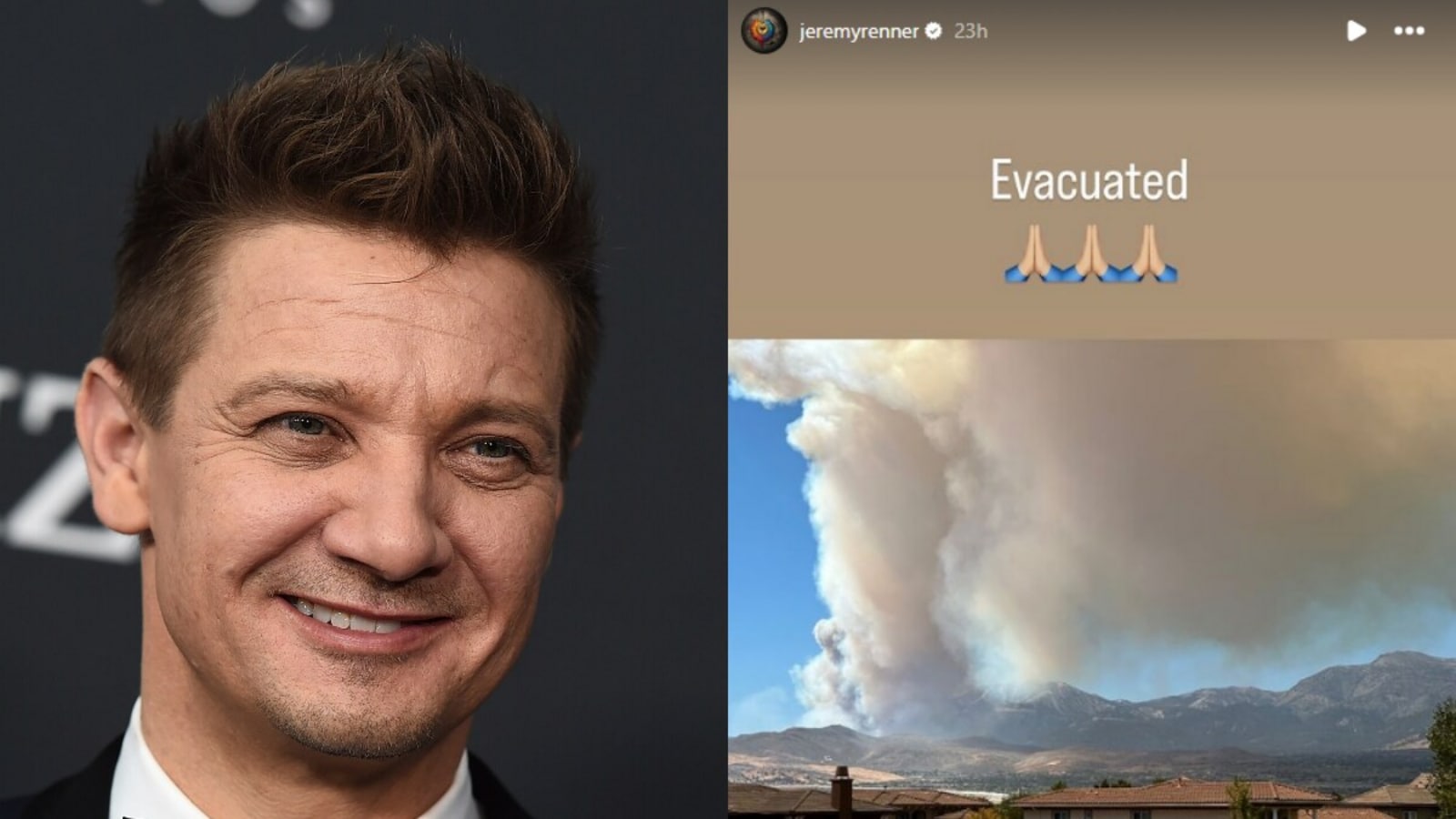 Jeremy Renner comparte imágenes espantosas del incendio forestal de Davis mientras evacúa su hogar
