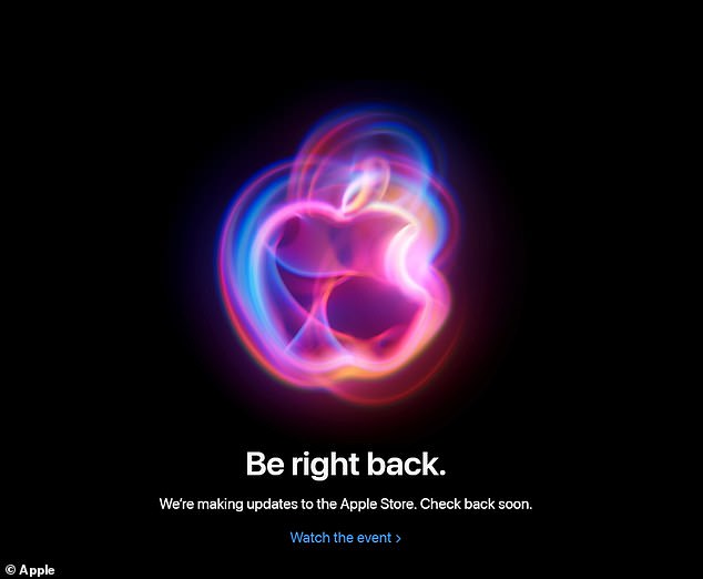 Apenas unas horas antes del esperado lanzamiento del iPhone 16, el sitio web de Apple Store dejó de funcionar. Un mensaje dice: 