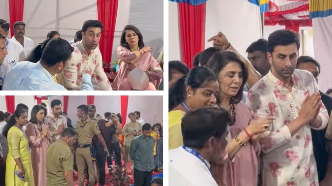 Ranbir Kapoor realiza aarti y Ganpati Visarjan en Mumbai con su madre Neetu Kapoor. Mira
