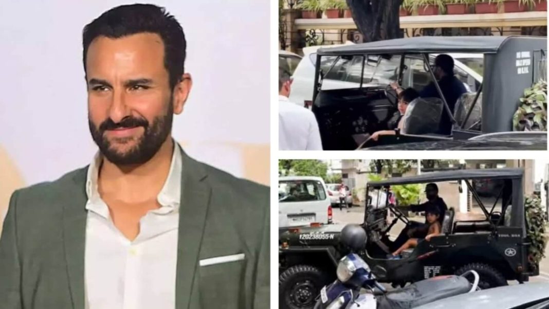 Saif Ali Khan lleva a su hijo Jehangir a dar un paseo en un jeep nuevo y los fanáticos dicen: 