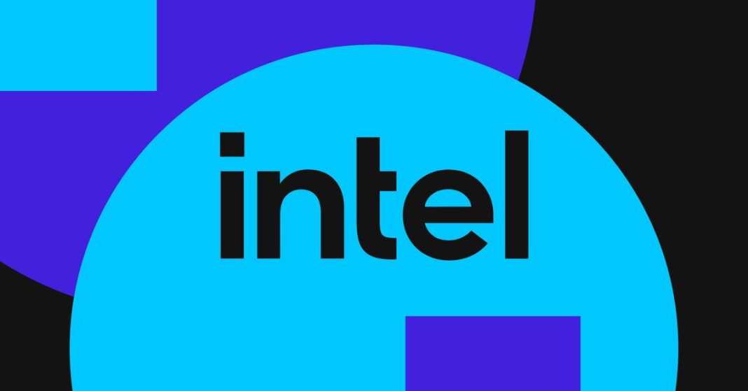 Image of the Intel logo in a blue circle on a black background.