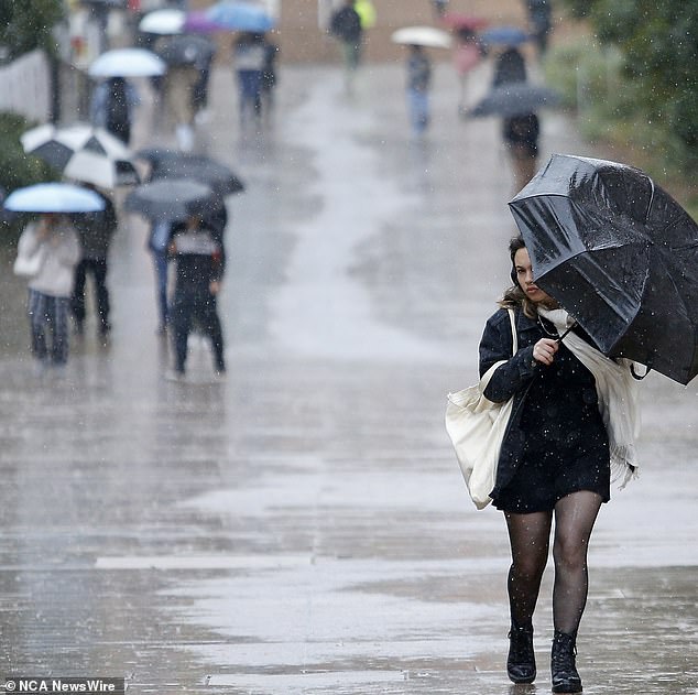 Es probable que una ráfaga invernal de fuertes vientos y lluvias persista en Nueva Gales del Sur durante el fin de semana (en la foto: Sydney el jueves)