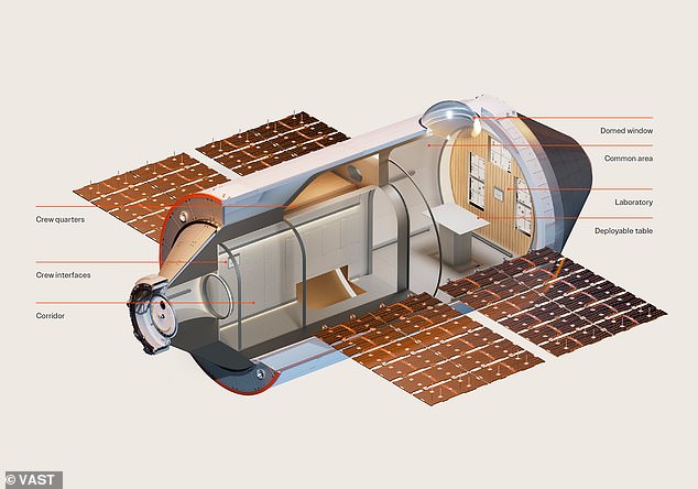 Apodada Haven-1, la estación espacial es mucho más moderna y espaciosa que la ISS, con camas tamaño queen, un gimnasio de última generación e interiores de madera de arce.