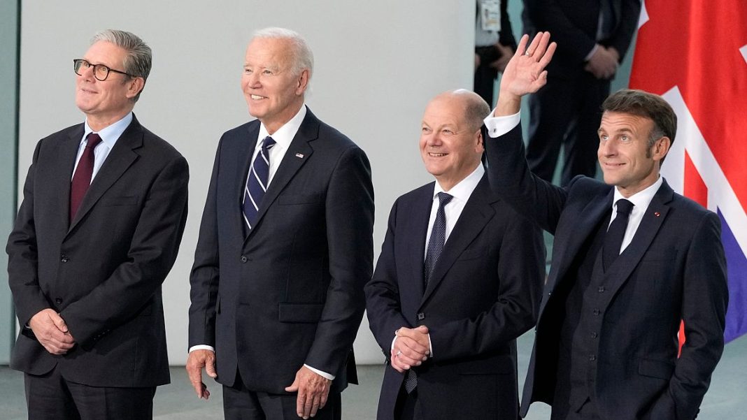 El presidente estadounidense Biden se reúne con Scholz, Macron y Starmer en Berlín
