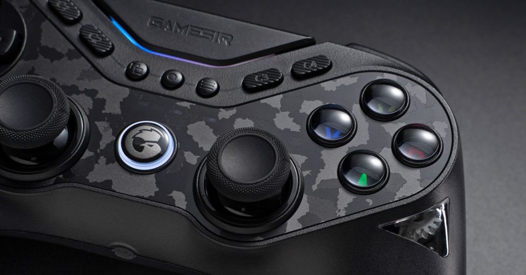 A close-up of the action buttons on the GameSir Tarantula Pro controller.