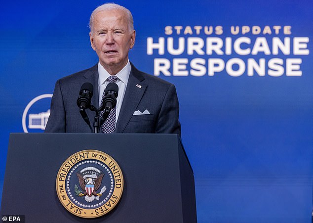 El presidente Joe Biden finalizó su breve conferencia de prensa actualizando a la nación sobre la respuesta federal al huracán diciéndole a Donald Trump que 