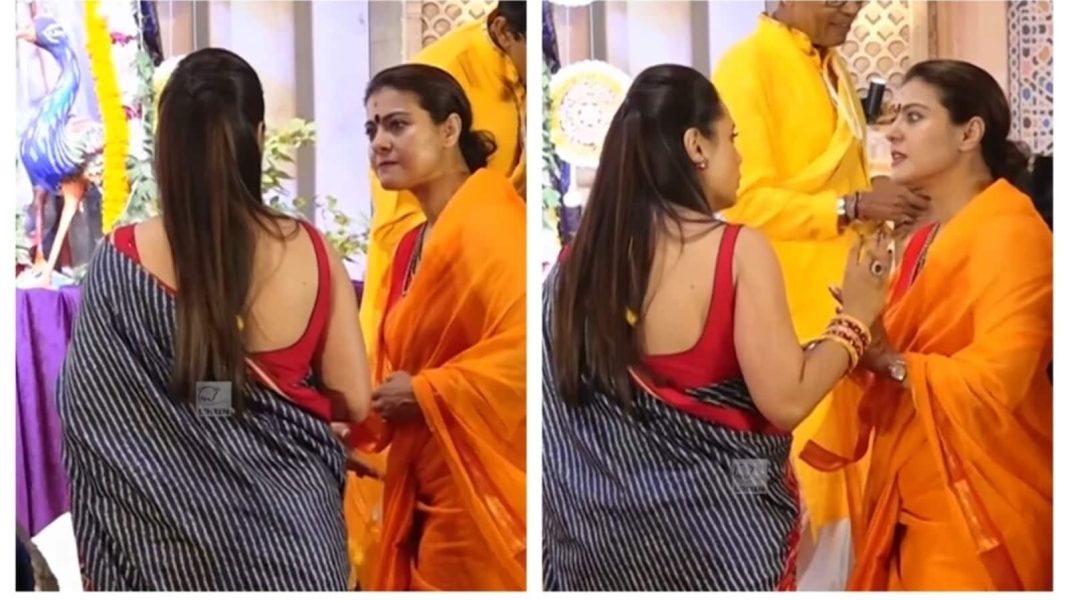 Kajol golpea juguetonamente al coorganizador de pandal, Rani Mukerji, en un lindo video de Durga Puja. Mira sus divertidas travesuras
