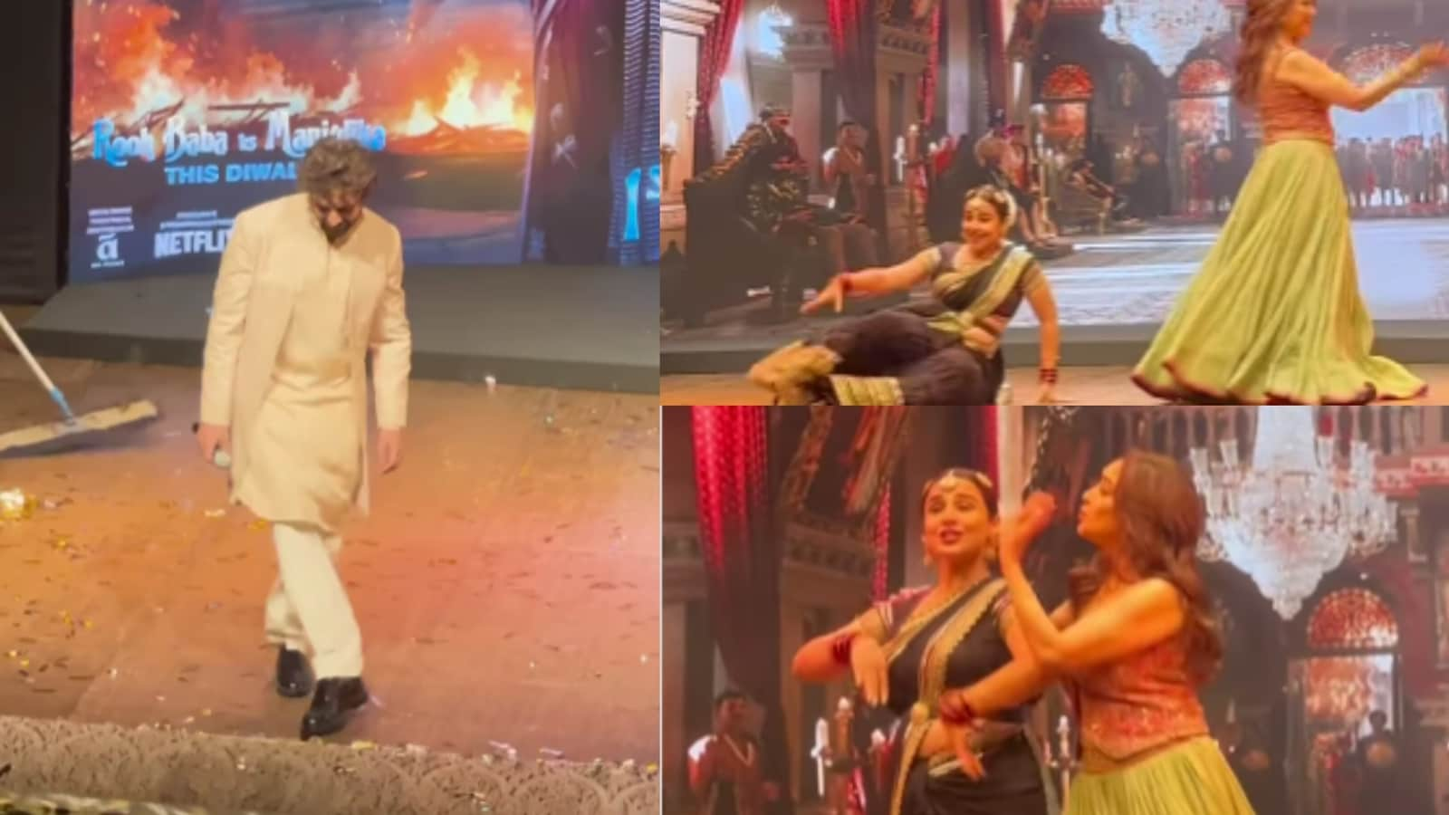 Kartik Aaryan limpia el escenario con sus movimientos; Vidya Balan se cae mientras baila Ami Je Tomar 3.0 de Bhool Bhulaiyaa 3
