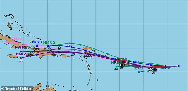 El modelo espagueti, creado utilizando diferentes modelos de pronóstico, muestra el posible huracán Nadine moviéndose por el Caribe. Pero un experto dijo que todavía existe la posibilidad de que afecte a Florida.