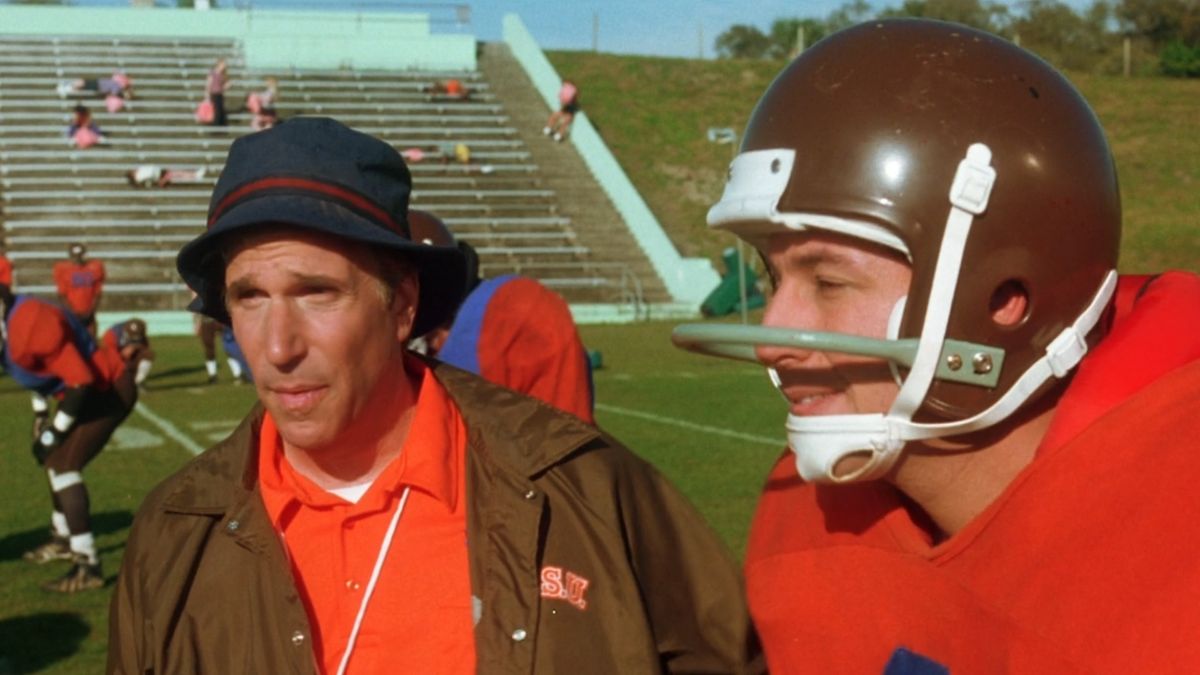 Henry Winkler and Adam Sandler talking about football in The Waterboy