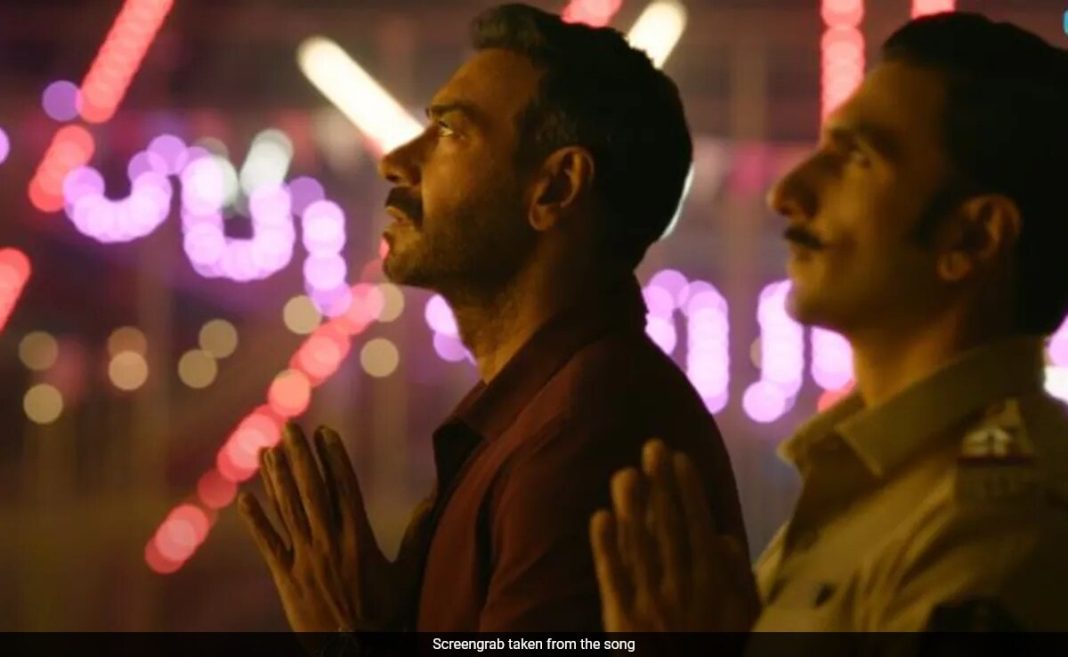 <i>Singham otra vez</i> Canción <i>Jai Bajrangbali</i>: Casa llena con Ajay Devgn, Ranveer Singh y Tiger Shroff
