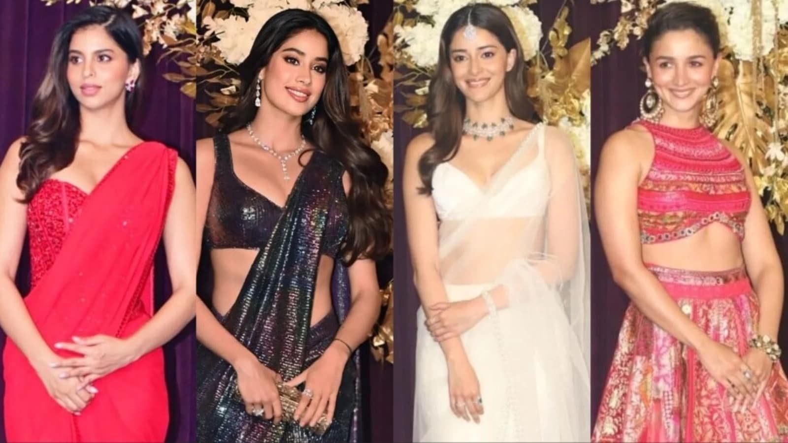 Suhana Khan, Janhvi Kapoor, Ananya Panday, Alia Bhatt y Kajol asisten a la fiesta de Diwali de Manish Malhotra con trajes tradicionales
