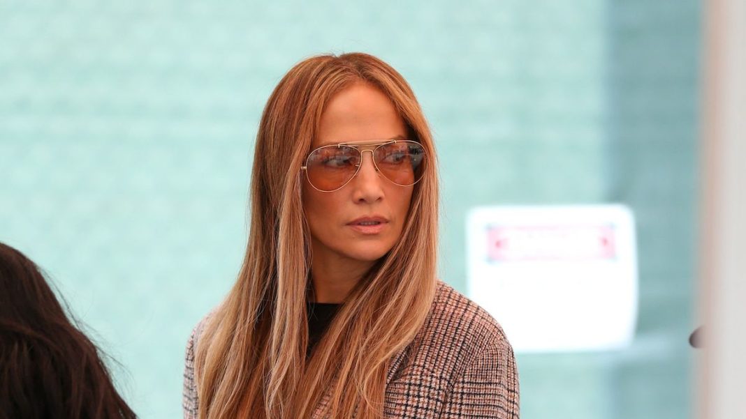 Jennifer Lopez photographed with sunglasses in June of 2024