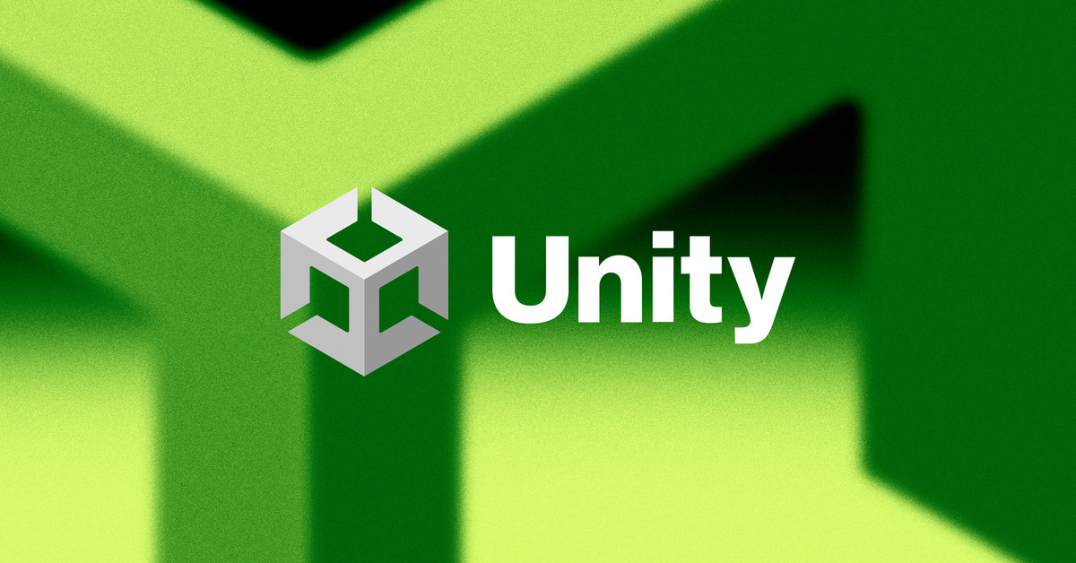 Illustration of the Unity logo with the logo blurred in the background.