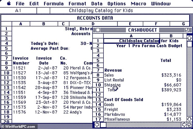 Este mes, Microsoft Excel cumple 40 años. El programa comenzó a desarrollarse en 1984, pero la versión 1 (en la foto) se lanzó por primera vez el 30 de septiembre de 1985 exclusivamente para computadoras Macintosh.