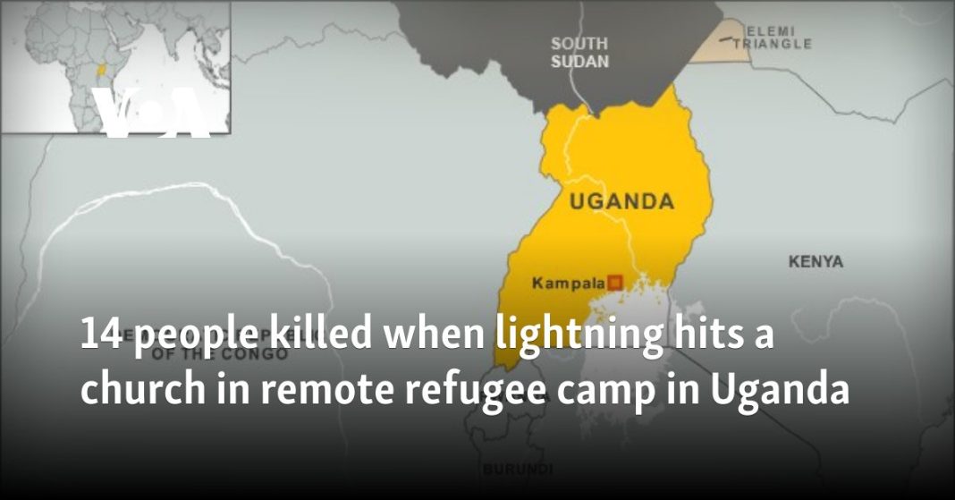 14 personas mueren cuando un rayo cae sobre una iglesia en un remoto campo de refugiados en Uganda 
