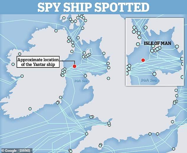 Enfrentamiento de cables submarinos de la Armada a las puertas de Gran Bretaña: un buque de guerra obliga a un barco espía ruso a salir del Mar de Irlanda después de que fue detectado sobre cables submarinos críticos, a millas de la costa del Reino Unido
