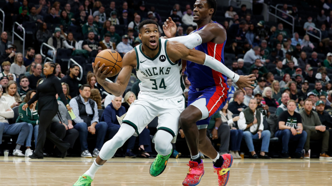 Giannis Antetokounmpo explota con 59 puntos mientras los Bucks superan a los Pistons para lograr las primeras victorias consecutivas de la temporada
