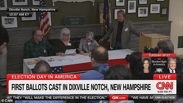 La votación comienza oficialmente el día de las elecciones en Estados Unidos en la ciudad de Dixville Notch, New Hampshire, donde los seis votantes registrados emitieron sus votos.